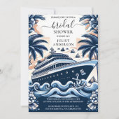 Knot Booten Schiff Navy Blue Nautical Brautparty Einladung (Vorderseite)