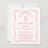 Knot bow pink hand drawn Bridal Shower invitation (Vorderseite)