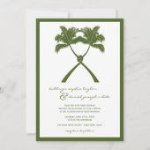 Knot Palm Trees Beach Tropical Wedding Moderner Ch Einladung (Vorderseite)