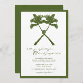 Knot Palm Trees Beach Tropical Wedding Moderner Ch Einladung (Vorne/Hinten)