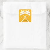 Knot Palm Trees Beach Tropical Wedding Moderner Ch Quadratischer Aufkleber (Tasche)