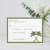 Knot Palm Trees Beach Tropical Wedding Moderner Ch RSVP Karte (Stehend Vorderseite)