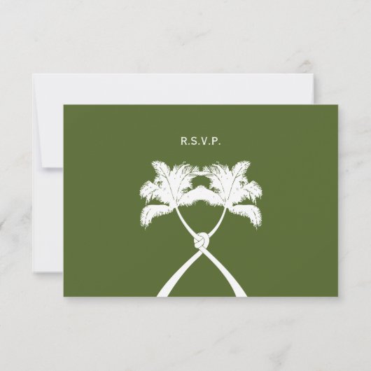 Knot Palm Trees Beach Tropical Wedding Moderner Ch RSVP Karte (Rückseite)