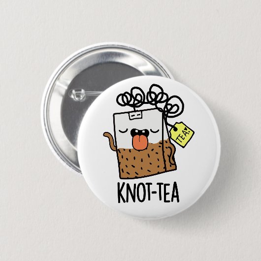 Knot-tea Funny Tea Pun Button (Vorne & Hinten)