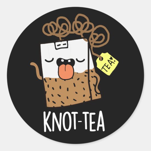 Knot-tea Funny Tee Pun Dark BG Runder Aufkleber (Vorderseite)