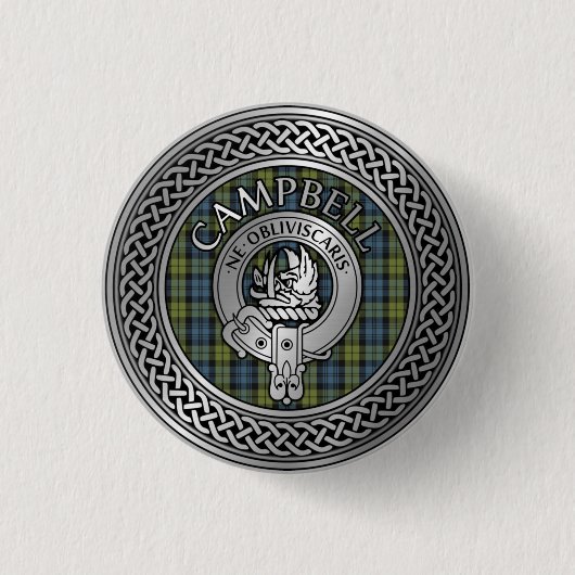 Knotentaste von Campbell Wappen & Tartan Button (Vorderseite)