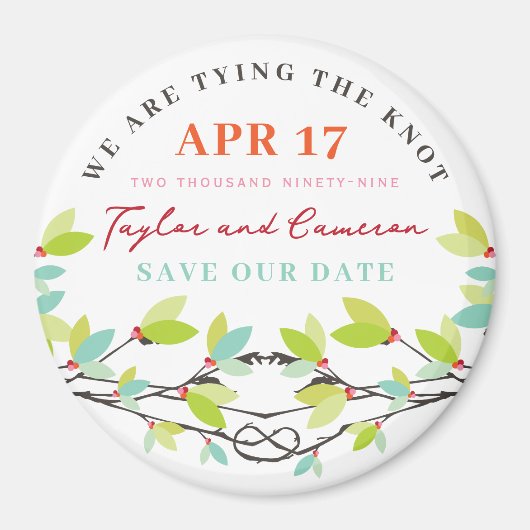 Knotted Liebe Trees Spring Wedding Save the Date Magnet (Vorne)