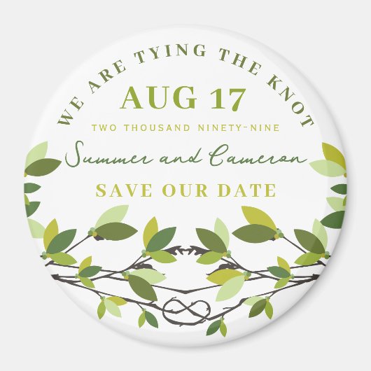 Knotted Liebe Trees Summer Wedding Save the Date Magnet (Vorne)