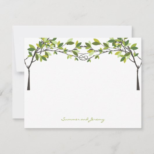 Knotted Liebe Trees Wedding Monogram Danke Card (Vorderseite)