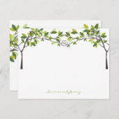 Knotted Liebe Trees Wedding Monogram Danke Card (Vorne/Hinten)
