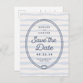 Knotted | Nautic Save the Date Ankündigungspostkarte (Vorne/Hinten)