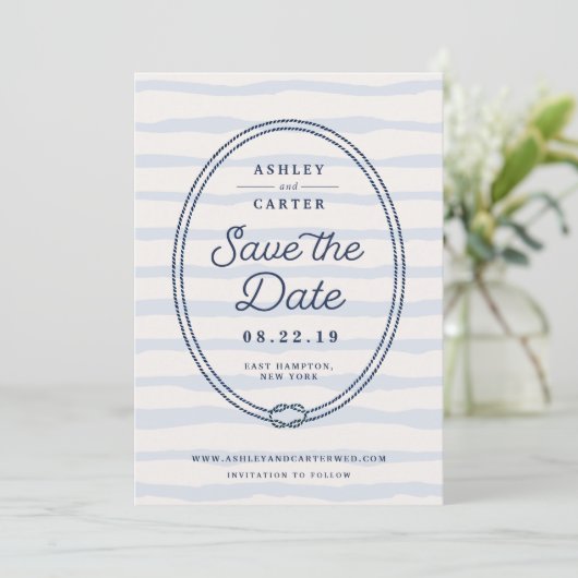 Knotted | Nautische Save the Date-Karte Save The Date (Stehend Vorderseite)