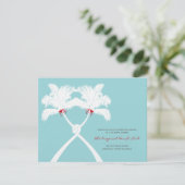 Knotted Palm Trees Hearts Beach Wedding Empfang Einladung (Stehend Vorderseite)