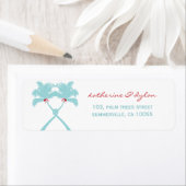 Knotted Palm Trees Hearts Tropical Wedding Address (Insitu)