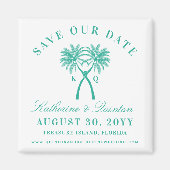 Knotted Palm Trees Hearts Wedding Save the Date Magnet (Vorne)