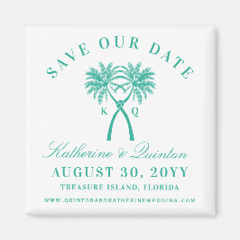 Knotted Palm Trees Hearts Wedding Save the Date Magnet