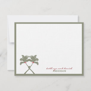 Knotted Palm Trees Red Liebe Tropical Beach Hochze Dankeskarte