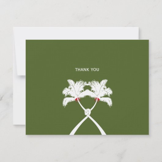 Knotted Palm Trees Red Liebe Tropical Beach Hochze Dankeskarte (Rückseite)