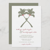 Knotted Palm Trees Red Liebe Tropical Beach Hochze Einladung (Vorne/Hinten)