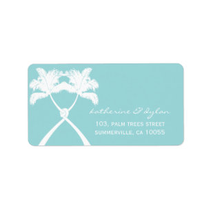 Knotted Palm Trees Tropical Beach Hochzeit Adressaufkleber