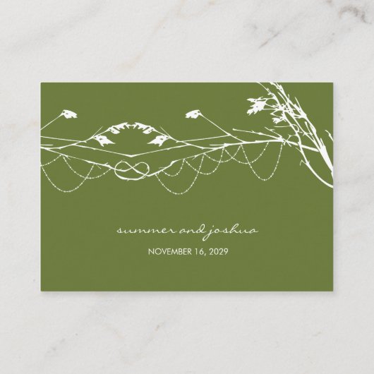 Knottierte Liebe Bäume Bare Branches Einfache Hoch Platzkarte (Rückseite)