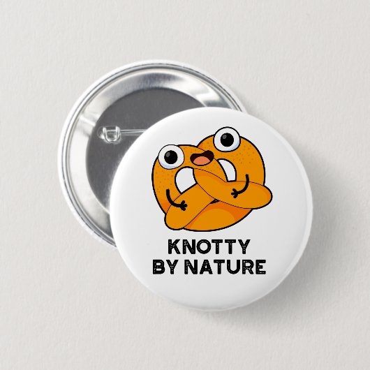 Knotty by Nature Funny Pretzel Pub Button (Vorne & Hinten)