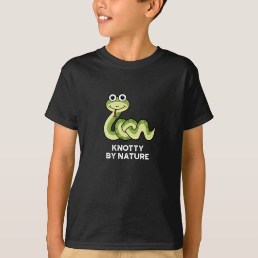 Knotty By Nature Funny Snake Pun Dark BG T-Shirt (Vorderseite)