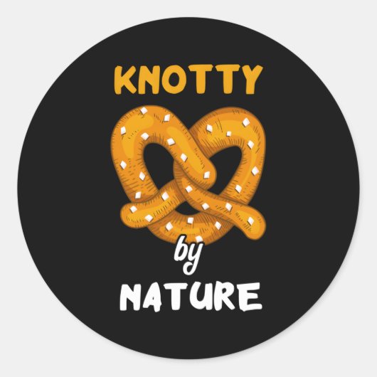 Knotty by Nature gebackene Bretzel Pun Salty Snack Runder Aufkleber (Vorderseite)