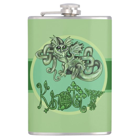 Knotty lil Dragon~keltischer Knoten Flachmann (Vorderseite)
