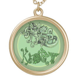 Knotty lil Dragon~ keltischer Knoten Vergoldete Kette
