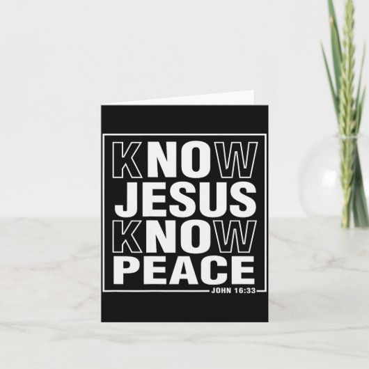 Know Jesus Know Peace John Bible Verse Christian F Karte (Vorderseite)