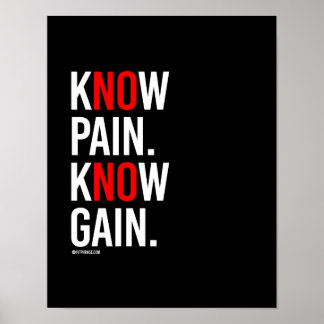 Know Pain Know Gain - Training Fitness -.pnng Poster