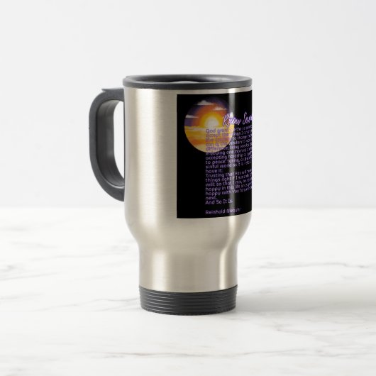 Know Serenity Gebet Tumbler Reisebecher (Vorderseite Links)