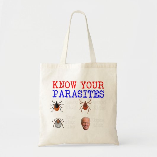 Know Your Parasites Lunatick Anti Joe Biden.pnng Tragetasche (Vorne)