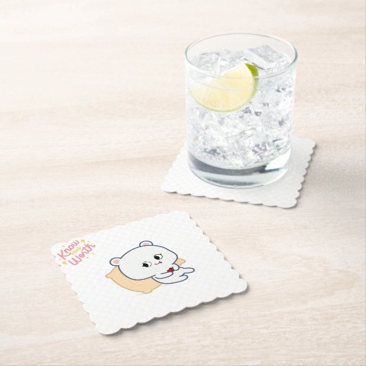 Know Your Worth Cute Bear Coaster Untersetzer (Vor Ort)