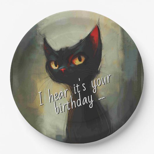  Knowing Black Ninja Cat Birthday Pappteller (Vorderseite)