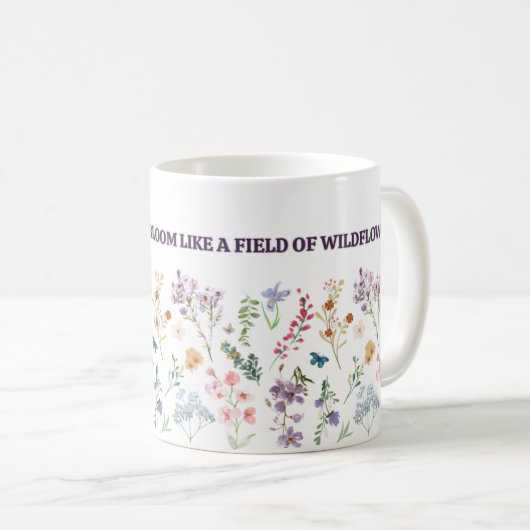 Knowledge bloom mug, wildflower study inspiration kaffeetasse (VorderseiteRechts)