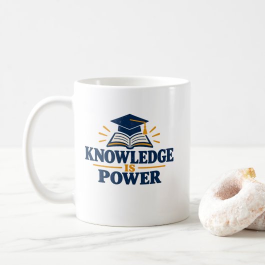 Knowledge Is Power T-Shirt Kaffeetasse (Mit Donut)