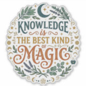 Knowledge is the Best Kind of Magic Book Moon Aufkleber (Vorderseite)