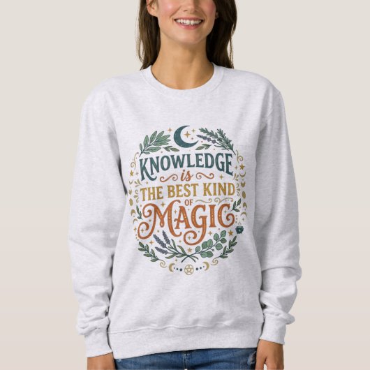 Knowledge is the Best Kind of Magic Book Moon Sweatshirt (Vorderseite)