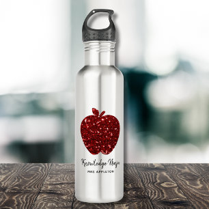 Knowledge Ninja Imitate Glitzer Red Apple Lehrer Edelstahlflasche