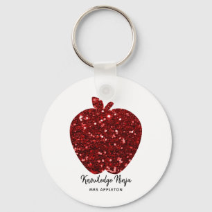 Knowledge Ninja Imitate Glitzer Red Apple Lehrer Schlüsselanhänger