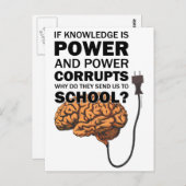 Knowledge Power Funny Quote Ironic Meme Brain Postkarte (Vorne/Hinten)