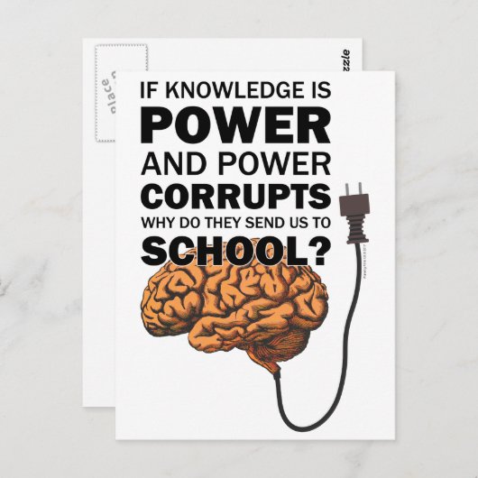 Knowledge Power Funny Quote Ironic Meme Brain Postkarte (Vorne/Hinten)