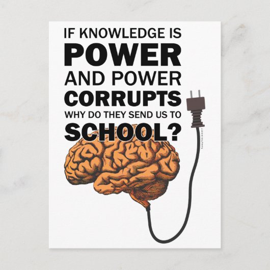 Knowledge Power Funny Quote Ironic Meme Brain Postkarte (Vorderseite)