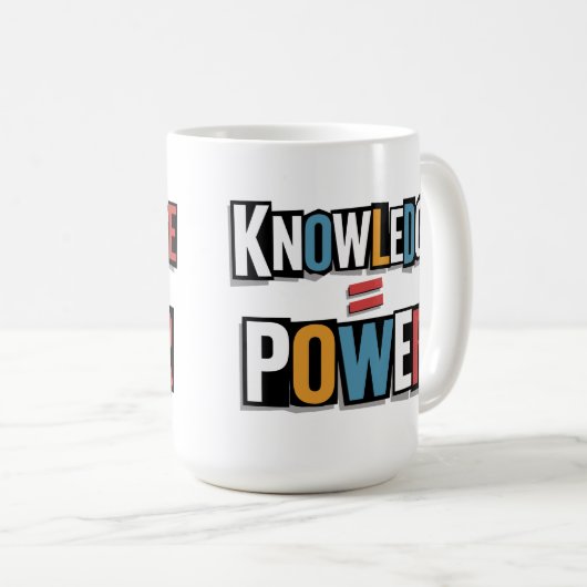 Knowledge = Power – Ransom Letter Collage Kaffeetasse (VorderseiteRechts)