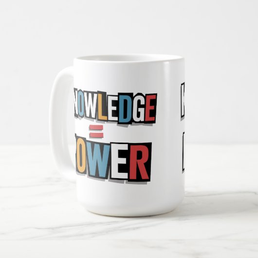 Knowledge = Power – Ransom Letter Collage Kaffeetasse (Vorderseite Links)