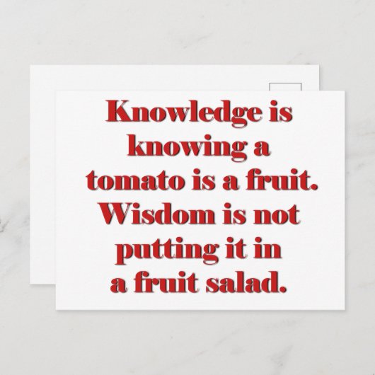 Knowledge vs. Wisdom Tomato Edition Postkarte (Vorne/Hinten)