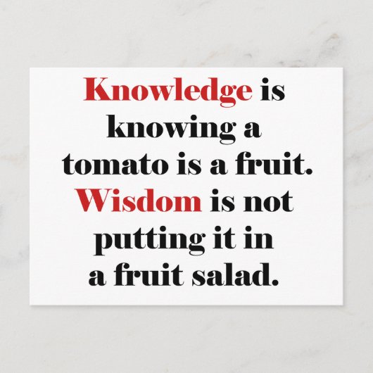 Knowledge vs Wisdom Tomato Edition Postkarte (Vorderseite)