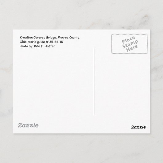 Knowlton Covered Bridge Postcard Postkarte (Rückseite)